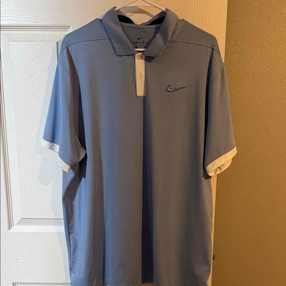 Nike Men's Light Blue Polo with White Trim